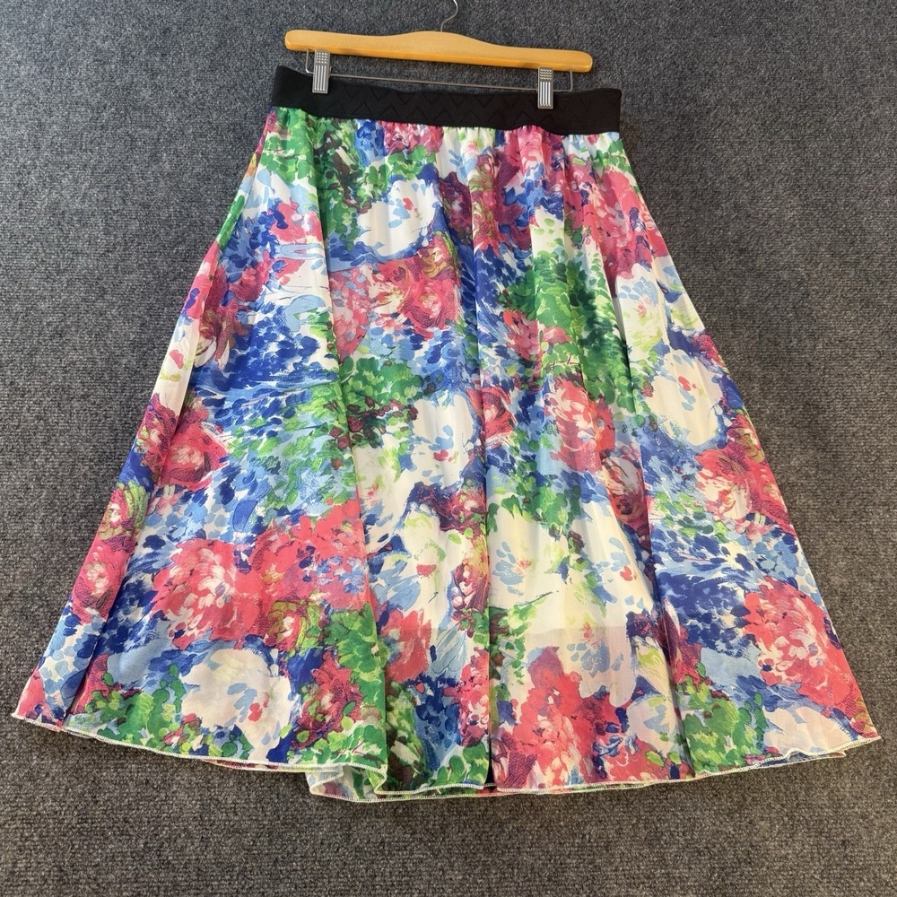 Floral Watercolor LuLaRoe Madison Skirt Womens Large A Line‎ Stretch Midi